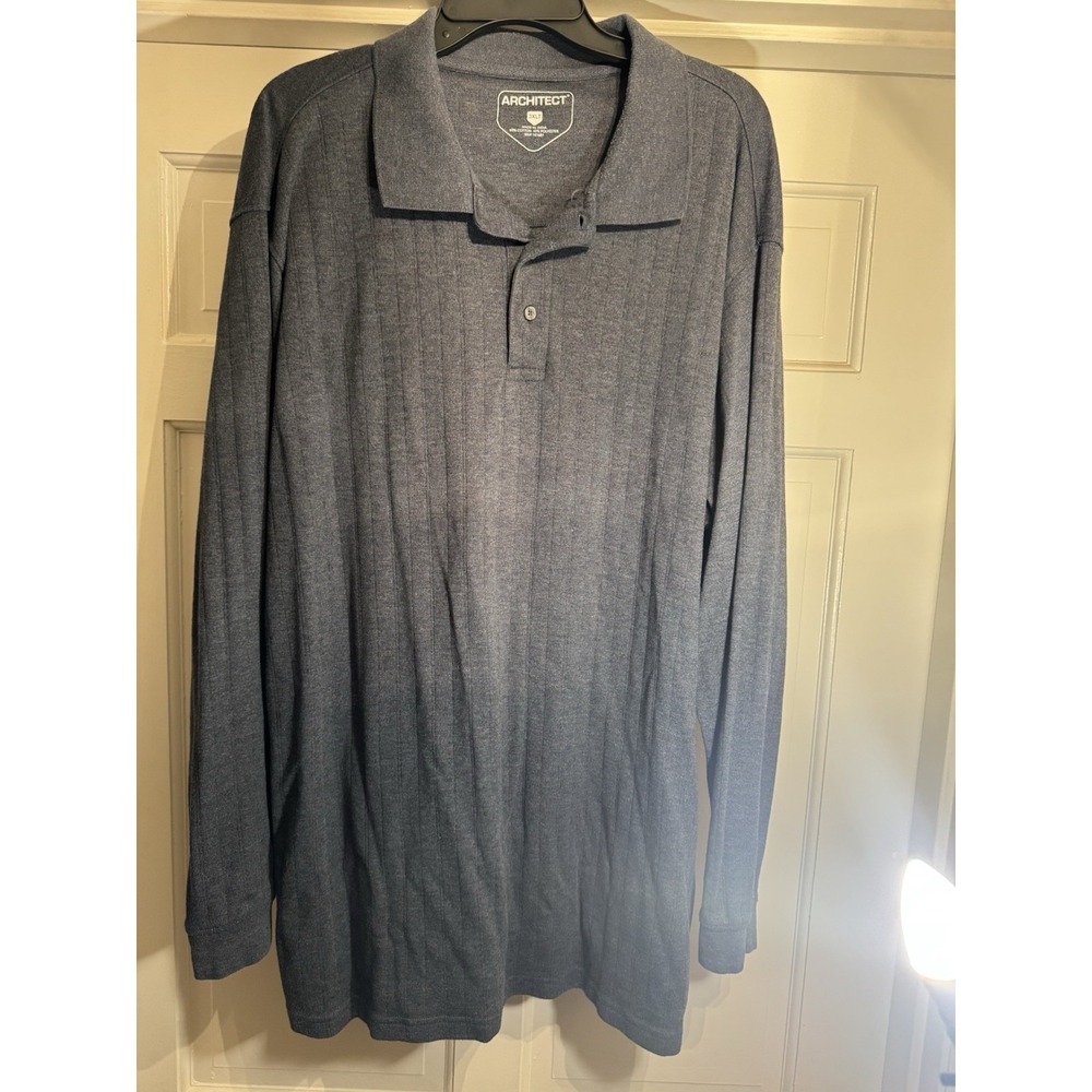 Architect Long Sleeve Men's 3XLT Cotton Polo Blue